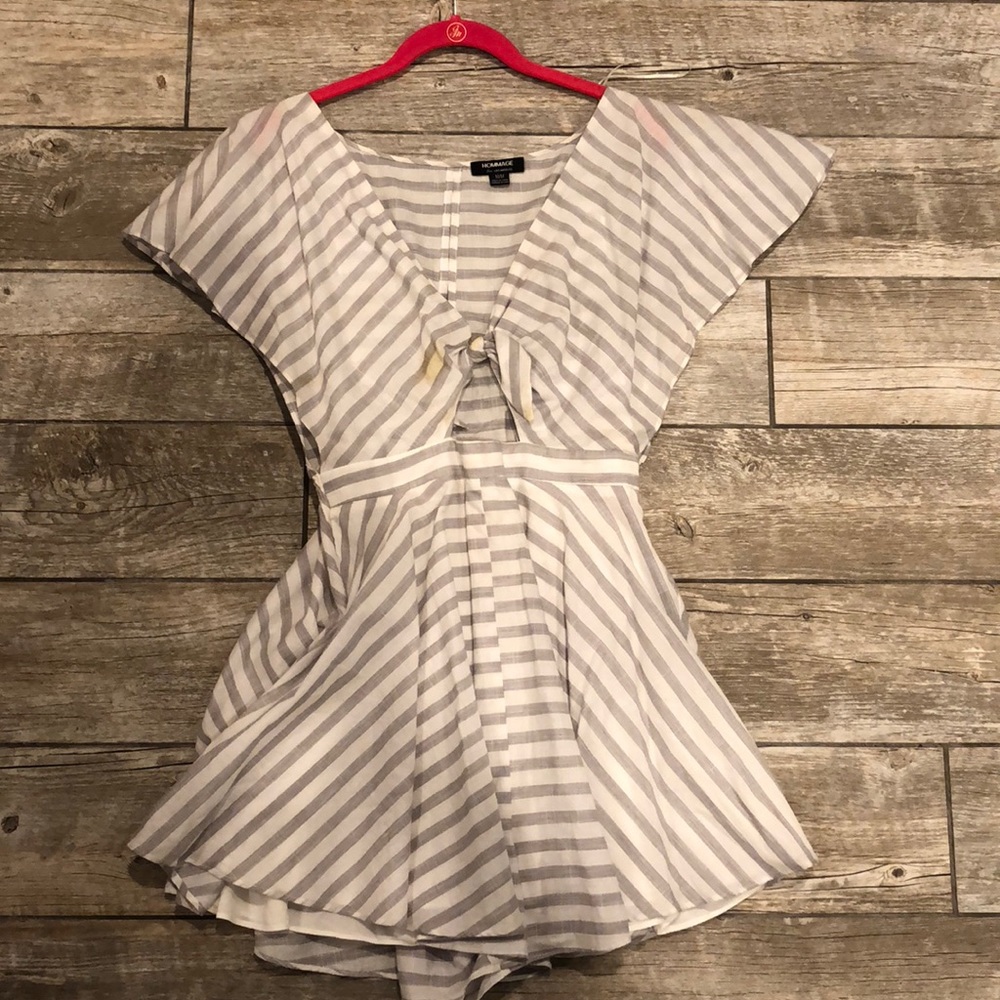 Gray and white striped dress